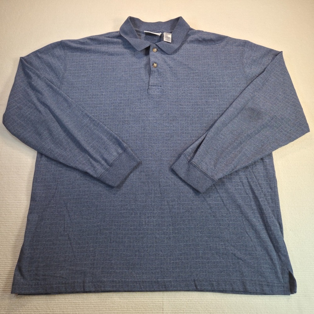 Farah Polo Shirt Men's Size XL Long Sleeve Blue Preppy